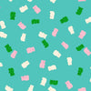 Image of Merry Happy Merry Gummies Iceberg quilting cotton fabric by Kimberly Kight of Ruby Star Society for Moda Fabrics. Features gummy bears on a blue background. Cute Little Fabric Shop.
