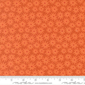 Image of Scenery Sedum Yam quilting cotton fabric by Elizabeth Hartman for Moda Fabrics. Features flowers on an orange background. Cute Little Fabric Shop.