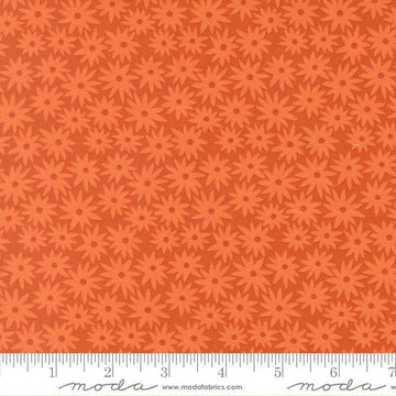 Image of Scenery Sedum Yam quilting cotton fabric by Elizabeth Hartman for Moda Fabrics. Features flowers on an orange background. Cute Little Fabric Shop.