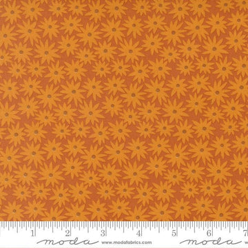 Image of Scenery Sedum Rusty quilting cotton fabric by Elizabeth Hartman for Moda Fabrics. Features flowers on a brown background. Cute Little Fabric Shop.