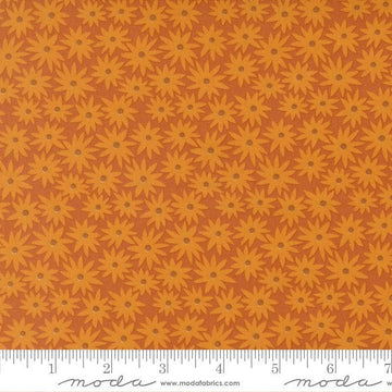 Image of Scenery Sedum Rusty quilting cotton fabric by Elizabeth Hartman for Moda Fabrics. Features flowers on a brown background. Cute Little Fabric Shop.