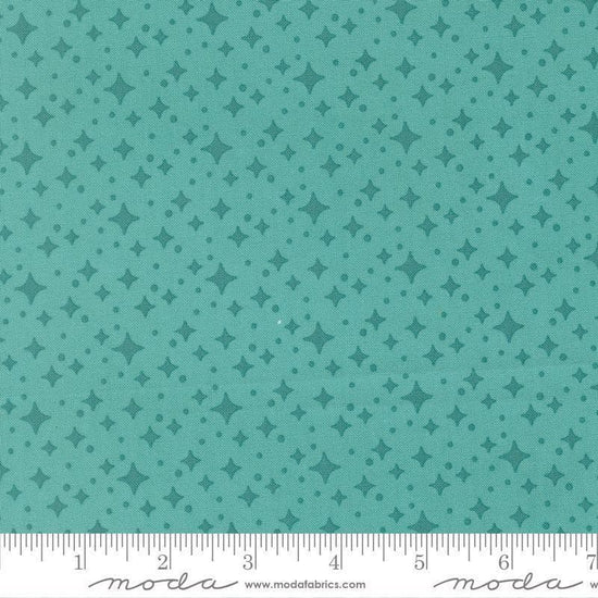 Image of Scenery Starlight Poolside quilting cotton fabric by Elizabeth Hartman for Moda Fabrics. Features stars on a blue background. Cute Little Fabric Shop.