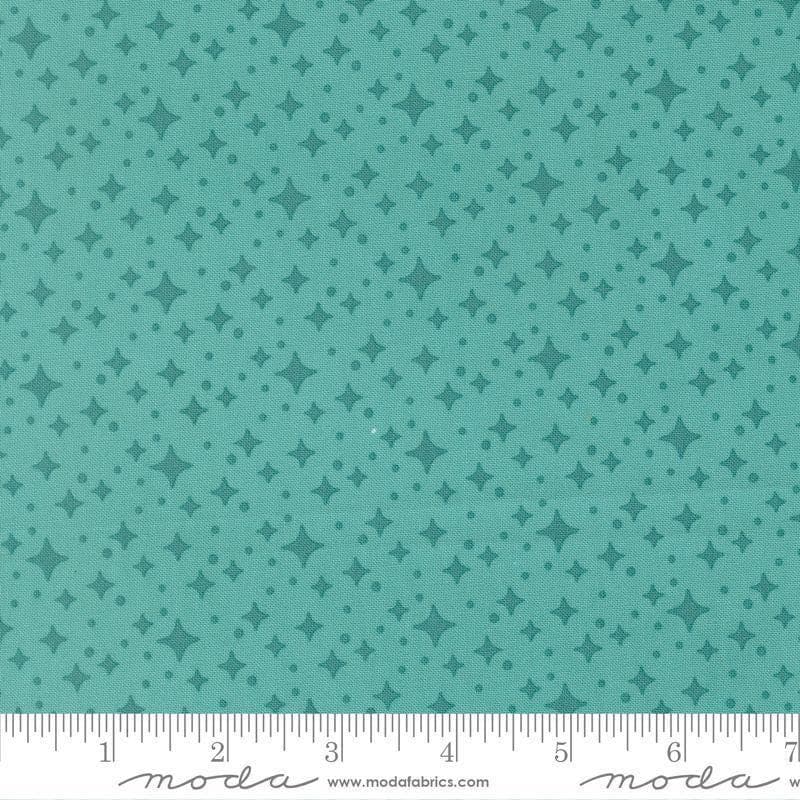 Image of Scenery Starlight Poolside quilting cotton fabric by Elizabeth Hartman for Moda Fabrics. Features stars on a blue background. Cute Little Fabric Shop.