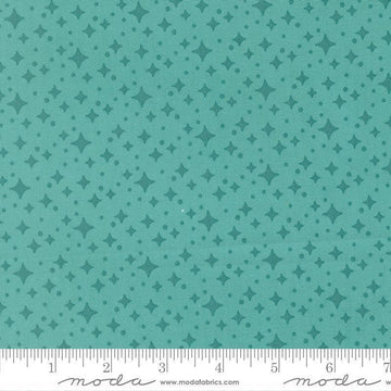 Image of Scenery Starlight Poolside quilting cotton fabric by Elizabeth Hartman for Moda Fabrics. Features stars on a blue background. Cute Little Fabric Shop.