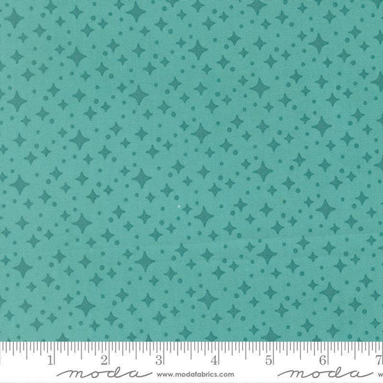Image of Scenery Starlight Poolside quilting cotton fabric by Elizabeth Hartman for Moda Fabrics. Features stars on a blue background. Cute Little Fabric Shop.