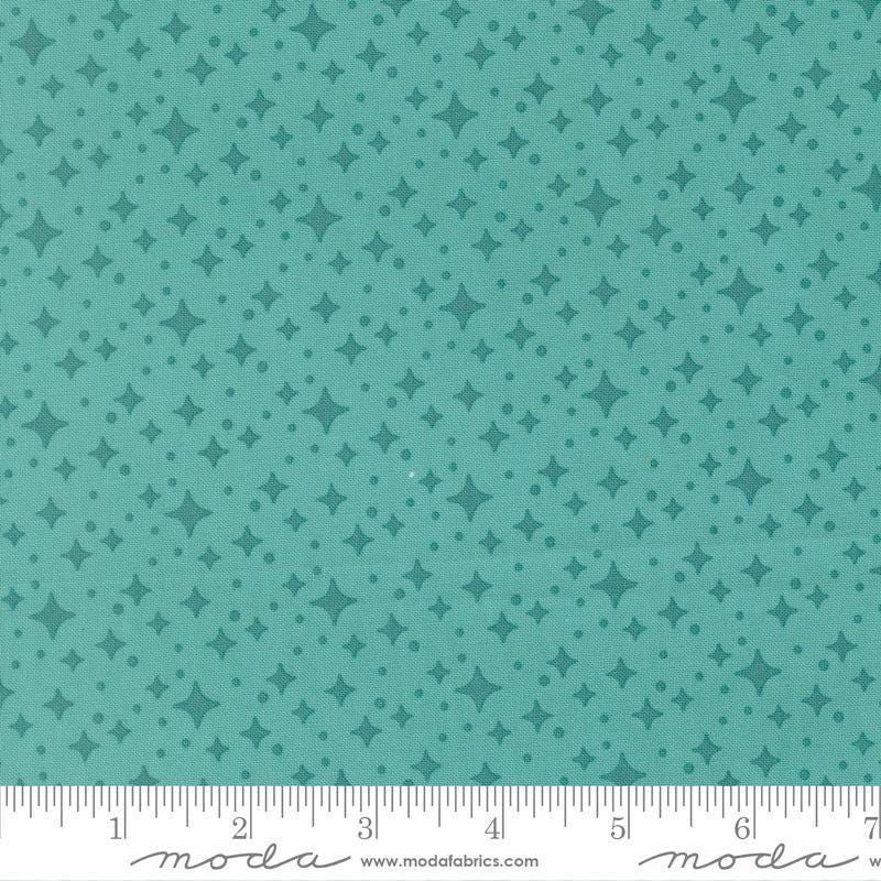 Image of Scenery Starlight Poolside quilting cotton fabric by Elizabeth Hartman for Moda Fabrics. Features stars on a blue background. Cute Little Fabric Shop.