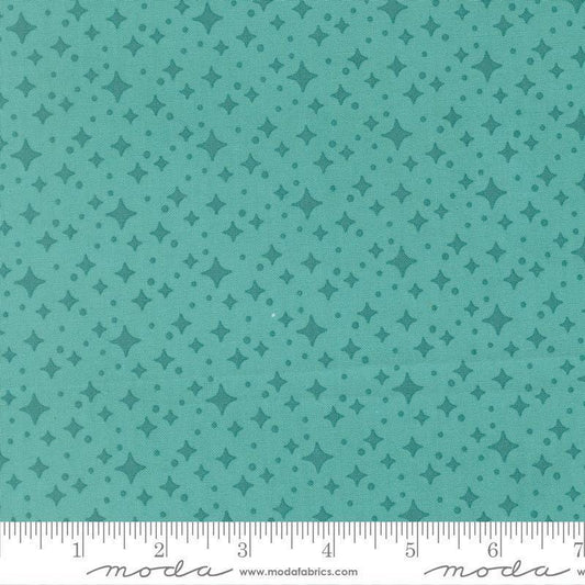 Image of Scenery Starlight Poolside quilting cotton fabric by Elizabeth Hartman for Moda Fabrics. Features stars on a blue background. Cute Little Fabric Shop.