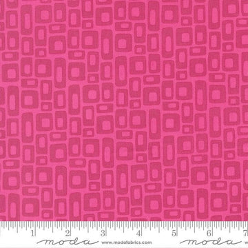 Image of Scenery Marshmallow Fuchsia quilting cotton fabric by Elizabeth Hartman for Moda Fabrics. Features a geometric pattern on a pink background. Cute Little Fabric Shop.