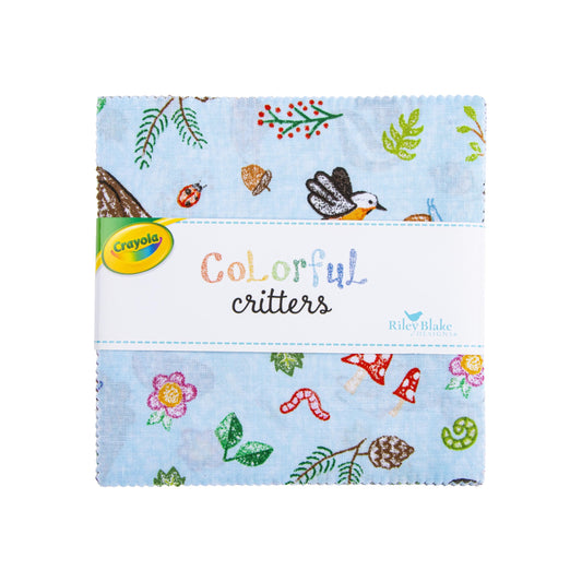 Colorful Critters 5" Stacker Animal Fabric - 5-17910-42 - 42-Piece Precut - Riley Blake Quilting Cotton Fabric Licensed Product