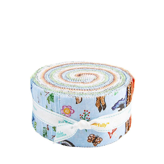 SALE Colorful Critters 2.5" Rolie Polie Animal Fabric - RP-17910-40 - 40-Piece Precut - Riley Blake Quilting Cotton Fabric Licensed Product
