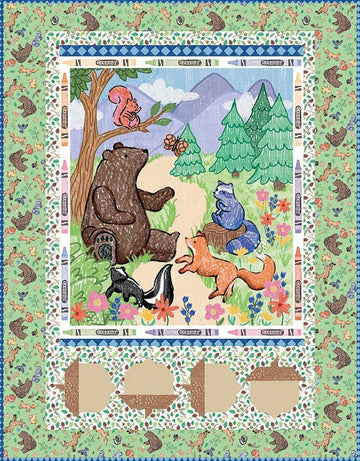 Colorful Critters Panel Quilt Kit Animal Pattern - KT-17910 - Riley Blake Quilting Cotton Fabric