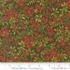 Image of Merry Manor 2025 Hollyberry Evergreen quilting cotton fabric by Moda for Moda Fabrics. Features berries on a green background. Cute Little Fabric Shop.