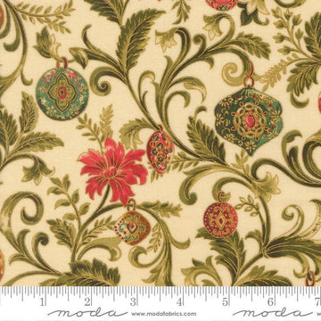 Image of Merry Manor 2025 Twinkling Vines Cream quilting cotton fabric by Moda for Moda Fabrics. Features vine on a cream background. Cute Little Fabric Shop.