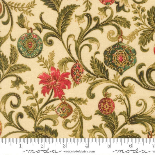 Image of Merry Manor 2025 Twinkling Vines Cream quilting cotton fabric by Moda for Moda Fabrics. Features vine on a cream background. Cute Little Fabric Shop.