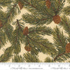 Image of Merry Manor 2025 Pine Cream quilting cotton fabric by Moda for Moda Fabrics. Features pine needles on a cream background. Cute Little Fabric Shop.