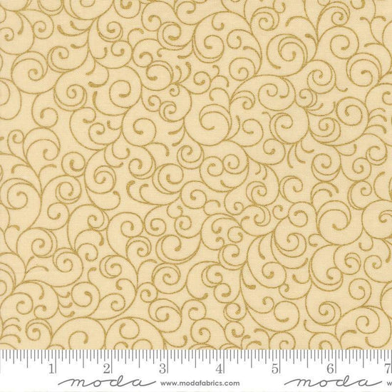 Image of Merry Manor 2025 Swirl Cream quilting cotton fabric by Moda for Moda Fabrics. Features swirls on a cream background. Cute Little Fabric Shop.