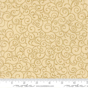 Image of Merry Manor 2025 Swirl Cream quilting cotton fabric by Moda for Moda Fabrics. Features swirls on a cream background. Cute Little Fabric Shop.