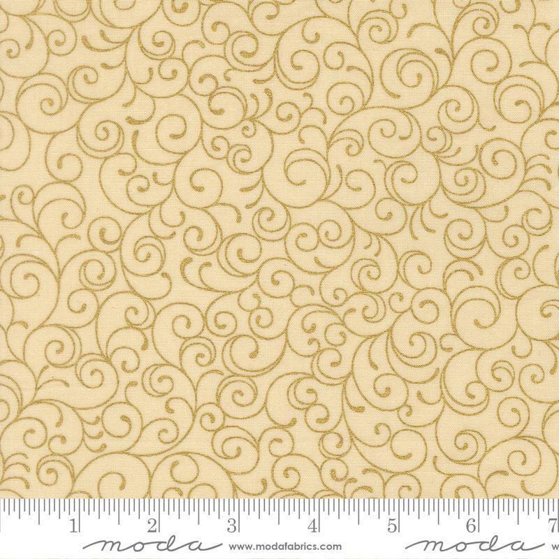 Image of Merry Manor 2025 Swirl Cream quilting cotton fabric by Moda for Moda Fabrics. Features swirls on a cream background. Cute Little Fabric Shop.