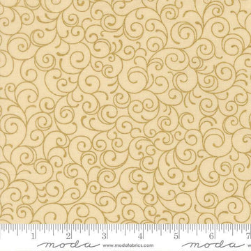 Image of Merry Manor 2025 Swirl Cream quilting cotton fabric by Moda for Moda Fabrics. Features swirls on a cream background. Cute Little Fabric Shop.