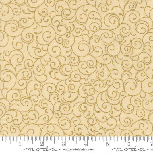 Image of Merry Manor 2025 Swirl Cream quilting cotton fabric by Moda for Moda Fabrics. Features swirls on a cream background. Cute Little Fabric Shop.
