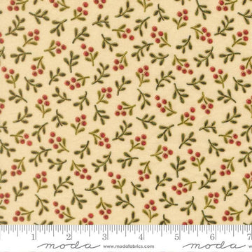 Image of Merry Manor 2025 Berry Cream quilting cotton fabric by Moda for Moda Fabrics. Features berries on a cream background. Cute Little Fabric Shop.
