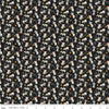 Image of Northern Christmas Mice Black quilting cotton fabric by Teresa Kogut for Riley Blake Designs. Features mice on a black background. Cute Little Fabric Shop.