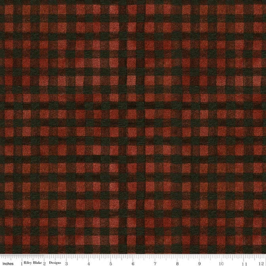 Image of Northern Christmas Buffalo Check Red quilting cotton fabric by Teresa Kogut for Riley Blake Designs. Features checks on a red background. Cute Little Fabric Shop.