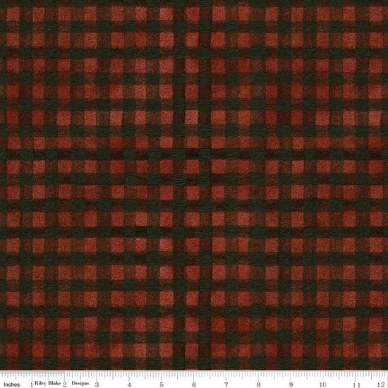 Image of Northern Christmas Buffalo Check Red quilting cotton fabric by Teresa Kogut for Riley Blake Designs. Features checks on a red background. Cute Little Fabric Shop.