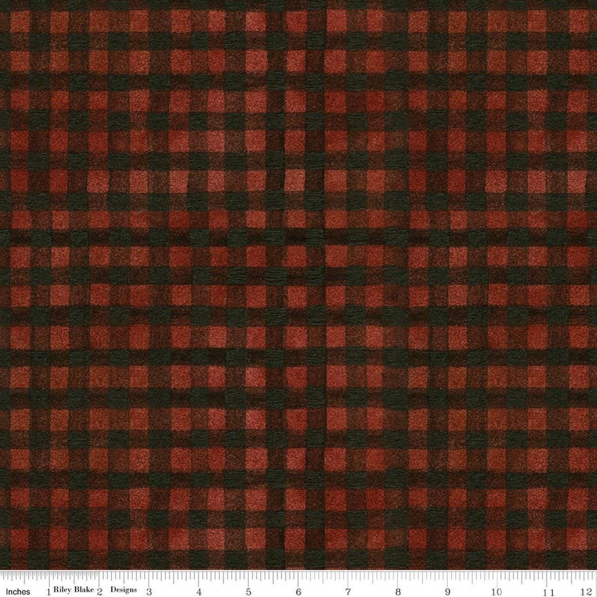 Image of Northern Christmas Buffalo Check Red quilting cotton fabric by Teresa Kogut for Riley Blake Designs. Features checks on a red background. Cute Little Fabric Shop.