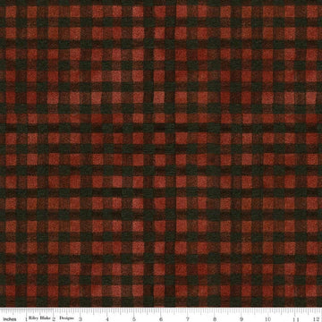 Image of Northern Christmas Buffalo Check Red quilting cotton fabric by Teresa Kogut for Riley Blake Designs. Features checks on a red background. Cute Little Fabric Shop.