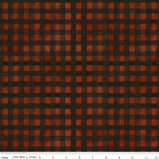 Image of Northern Christmas Buffalo Check Red quilting cotton fabric by Teresa Kogut for Riley Blake Designs. Features checks on a red background. Cute Little Fabric Shop.