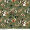 Image of Northern Christmas Main Green quilting cotton fabric by Teresa Kogut for Riley Blake Designs. Features christmas animals on a green background. Cute Little Fabric Shop.