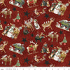 Image of Northern Christmas Main Red quilting cotton fabric by Teresa Kogut for Riley Blake Designs. Features Christmas animals on a red background. Cute Little Fabric Shop.