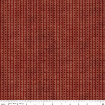 Image of Northern Christmas Star Stripes Red quilting cotton fabric by Teresa Kogut for Riley Blake Designs. Features stripes and stars on a red background. Cute Little Fabric Shop.