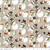 Image of Northern Christmas Snowmen Neutral quilting cotton fabric by Teresa Kogut for Riley Blake Designs. Features snowmen on a gray background. Cute Little Fabric Shop.