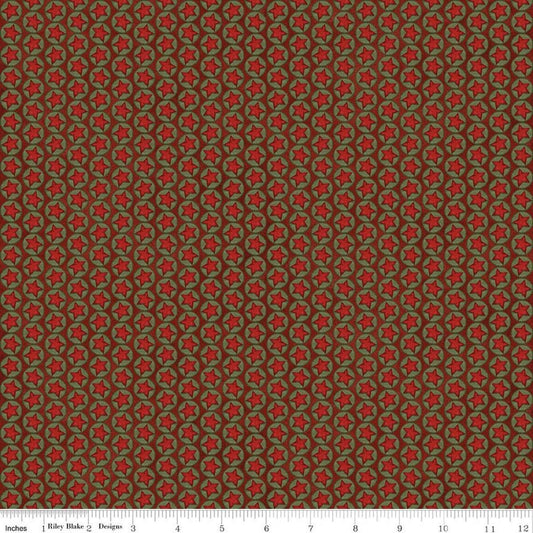 Image of Northern Christmas Stars Red quilting cotton fabric by Teresa Kogut for Riley Blake Designs. Features stars on a red background. Cute Little Fabric Shop.