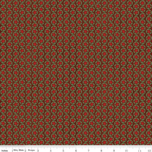 Image of Northern Christmas Stars Red quilting cotton fabric by Teresa Kogut for Riley Blake Designs. Features stars on a red background. Cute Little Fabric Shop.