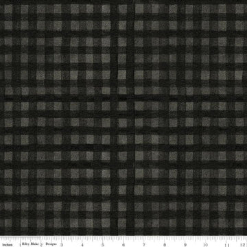 Image of Northern Christmas Buffalo Check Black quilting cotton fabric by Teresa Kogut for Riley Blake Designs. Features checks on a black background. Cute Little Fabric Shop.