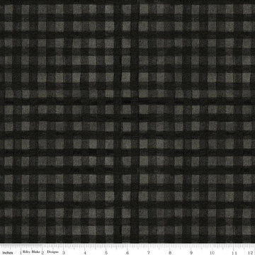 Image of Northern Christmas Buffalo Check Black quilting cotton fabric by Teresa Kogut for Riley Blake Designs. Features checks on a black background. Cute Little Fabric Shop.