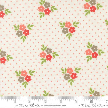 Image of Poinsettia and Pear Bouquet Cloud quilting cotton fabric by Sherri & Chelsi for Moda Fabrics. Features flowers on a white background. Cute Little Fabric Shop.