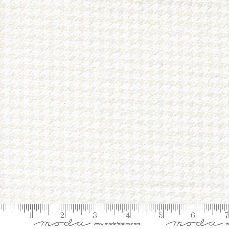 Image of Poinsettia and Pear Houndstooth Cloud White quilting cotton fabric by Sherri & Chelsi for Moda Fabrics. Features houndstooth on a white background. Cute Little Fabric Shop.