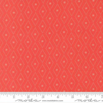 Image of Poinsettia and Pear Argyle Geranium quilting cotton fabric by Sherri & Chelsi for Moda Fabrics. Features diamonds on a pink background. Cute Little Fabric Shop.