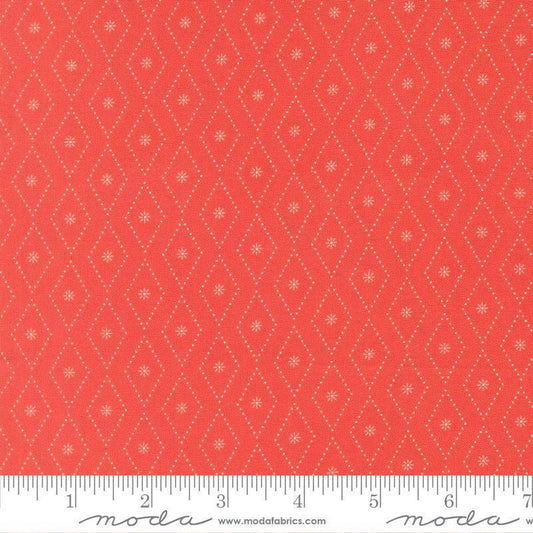 Image of Poinsettia and Pear Argyle Geranium quilting cotton fabric by Sherri & Chelsi for Moda Fabrics. Features diamonds on a pink background. Cute Little Fabric Shop.