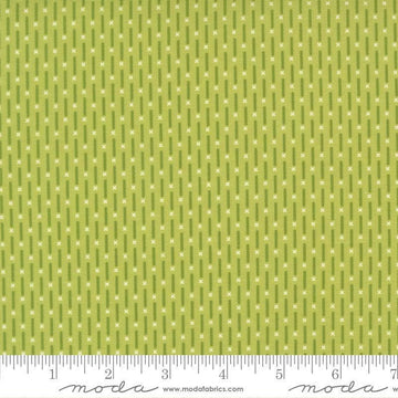Image of Poinsettia and Pear Candy Stripe Pistachio quilting cotton fabric by Sherri & Chelsi for Moda Fabrics. Features stripes on a green background. Cute Little Fabric Shop.