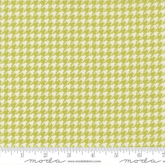 Image of Poinsettia and Pear Houndstooth Pistachio quilting cotton fabric by Sherri & Chelsi for Moda Fabrics. Features houndstooth on a green background. Cute Little Fabric Shop.