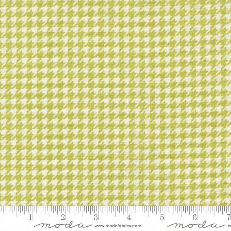 Image of Poinsettia and Pear Houndstooth Pistachio quilting cotton fabric by Sherri & Chelsi for Moda Fabrics. Features houndstooth on a green background. Cute Little Fabric Shop.