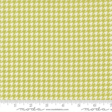 Image of Poinsettia and Pear Houndstooth Pistachio quilting cotton fabric by Sherri & Chelsi for Moda Fabrics. Features houndstooth on a green background. Cute Little Fabric Shop.