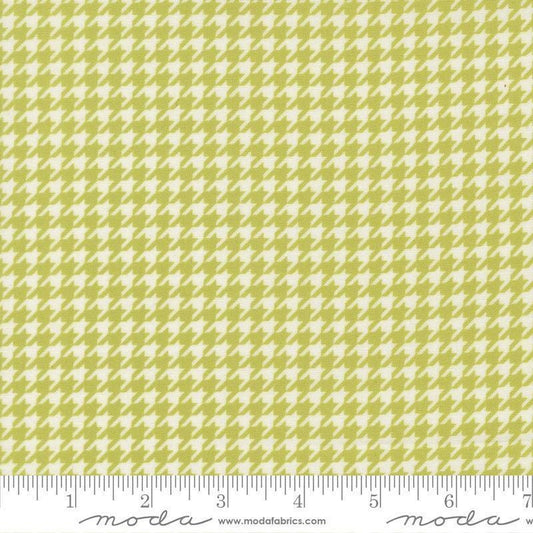 Image of Poinsettia and Pear Houndstooth Pistachio quilting cotton fabric by Sherri & Chelsi for Moda Fabrics. Features houndstooth on a green background. Cute Little Fabric Shop.