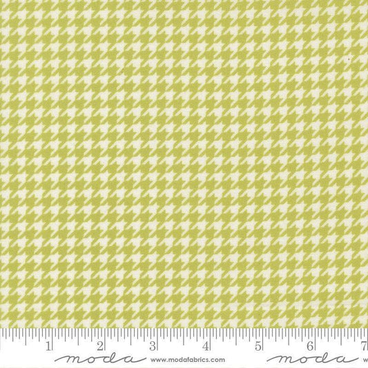 Image of Poinsettia and Pear Houndstooth Pistachio quilting cotton fabric by Sherri & Chelsi for Moda Fabrics. Features houndstooth on a green background. Cute Little Fabric Shop.