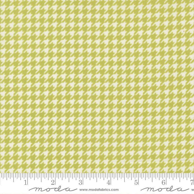 Image of Poinsettia and Pear Houndstooth Pistachio quilting cotton fabric by Sherri & Chelsi for Moda Fabrics. Features houndstooth on a green background. Cute Little Fabric Shop.